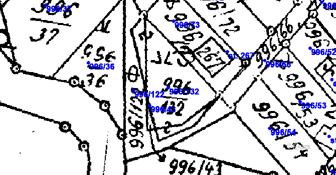 Parcela st. 996/132 v KÚ Šebetov, Katastrální mapa