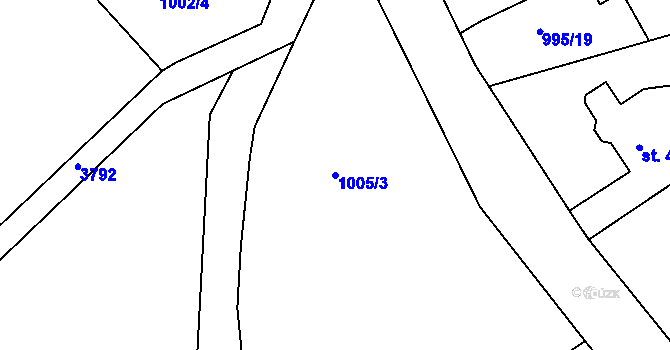 Parcela st. 1005/3 v KÚ Šebetov, Katastrální mapa