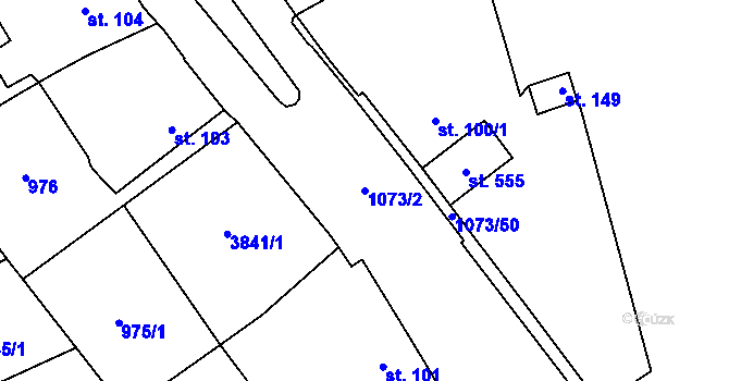 Parcela st. 1073/2 v KÚ Šebetov, Katastrální mapa