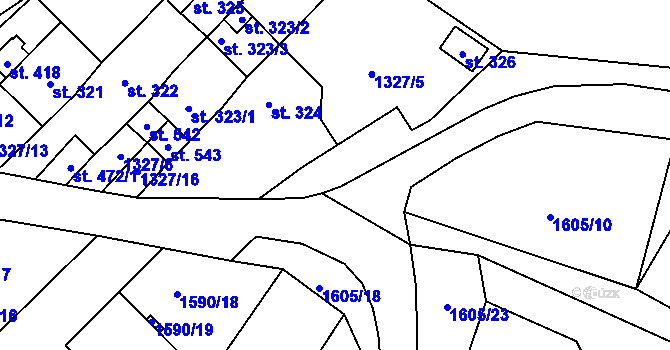 Parcela st. 1327/1 v KÚ Šebetov, Katastrální mapa
