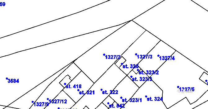 Parcela st. 1327/2 v KÚ Šebetov, Katastrální mapa