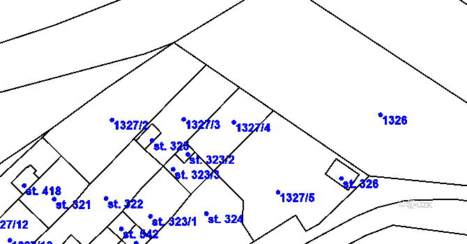 Parcela st. 1327/4 v KÚ Šebetov, Katastrální mapa