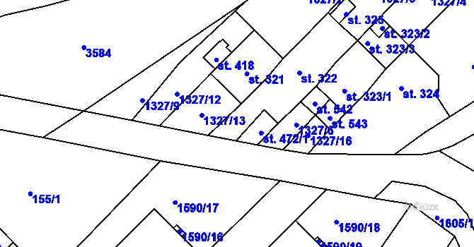 Parcela st. 1327/7 v KÚ Šebetov, Katastrální mapa