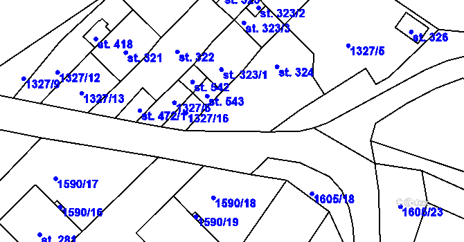 Parcela st. 1327/10 v KÚ Šebetov, Katastrální mapa
