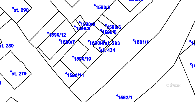 Parcela st. 434 v KÚ Šebetov, Katastrální mapa
