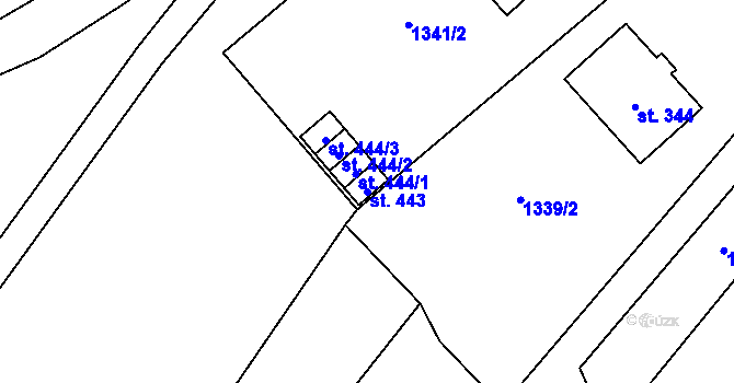 Parcela st. 443 v KÚ Šebetov, Katastrální mapa