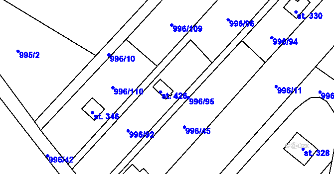 Parcela st. 426 v KÚ Šebetov, Katastrální mapa