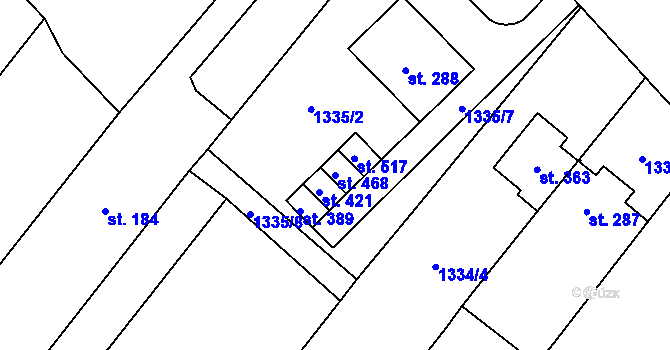 Parcela st. 468 v KÚ Šebetov, Katastrální mapa