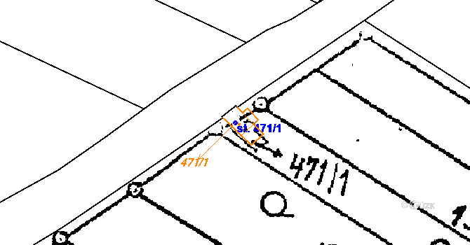 Parcela st. 471/1 v KÚ Šebetov, Katastrální mapa