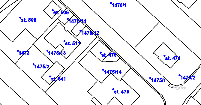 Parcela st. 476 v KÚ Šebetov, Katastrální mapa
