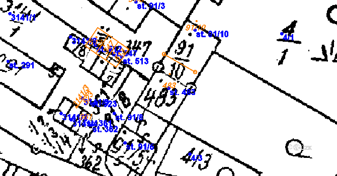 Parcela st. 483 v KÚ Šebetov, Katastrální mapa