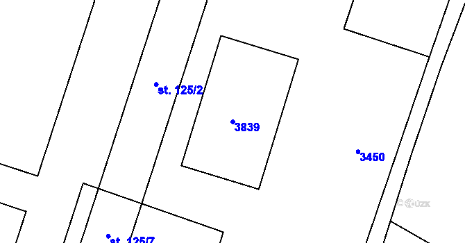Parcela st. 3839 v KÚ Šebetov, Katastrální mapa
