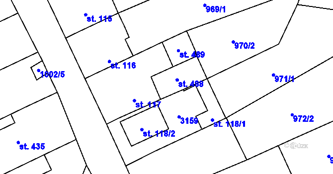 Parcela st. 488 v KÚ Šebetov, Katastrální mapa