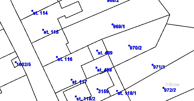 Parcela st. 489 v KÚ Šebetov, Katastrální mapa