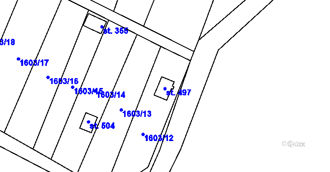 Parcela st. 497 v KÚ Šebetov, Katastrální mapa