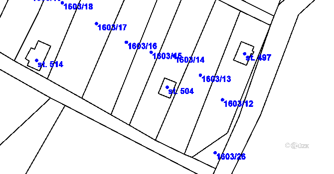 Parcela st. 504 v KÚ Šebetov, Katastrální mapa