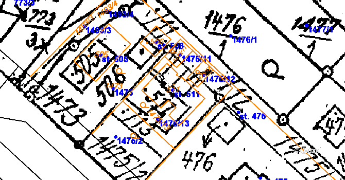 Parcela st. 511 v KÚ Šebetov, Katastrální mapa
