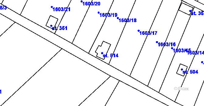 Parcela st. 514 v KÚ Šebetov, Katastrální mapa