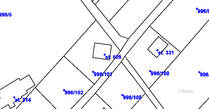 Parcela st. 529 v KÚ Šebetov, Katastrální mapa