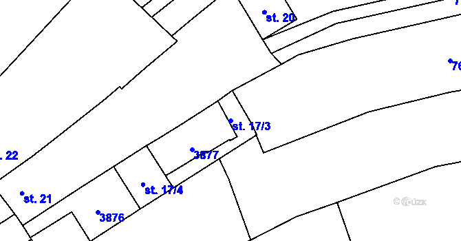 Parcela st. 17/3 v KÚ Šebetov, Katastrální mapa