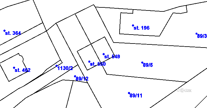Parcela st. 549 v KÚ Šebetov, Katastrální mapa