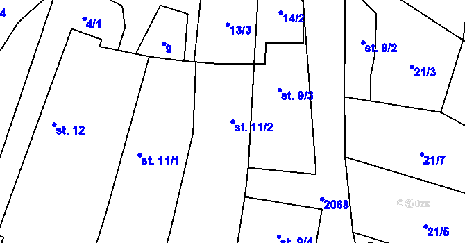 Parcela st. 11/2 v KÚ Šebířov, Katastrální mapa