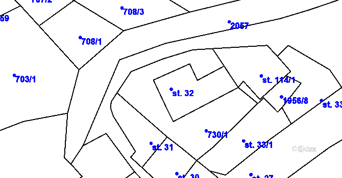 Parcela st. 32 v KÚ Šebířov, Katastrální mapa