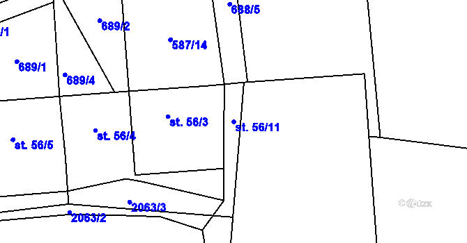Parcela st. 56/11 v KÚ Šebířov, Katastrální mapa