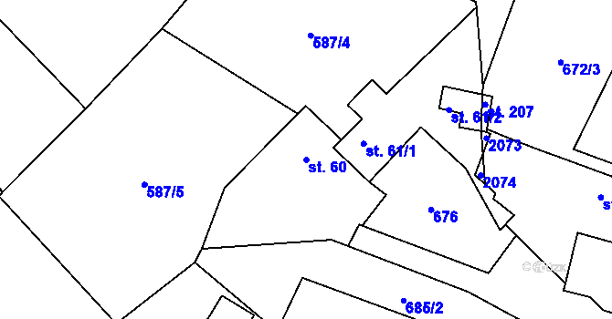 Parcela st. 60 v KÚ Šebířov, Katastrální mapa