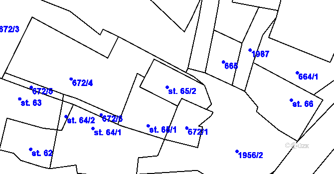 Parcela st. 65/2 v KÚ Šebířov, Katastrální mapa