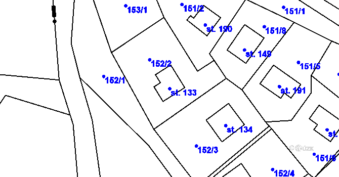 Parcela st. 133 v KÚ Šebířov, Katastrální mapa