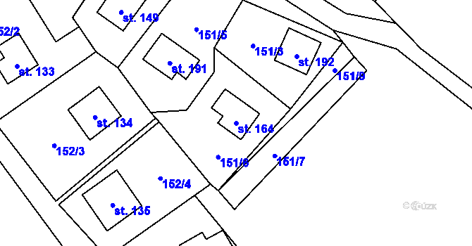 Parcela st. 164 v KÚ Šebířov, Katastrální mapa