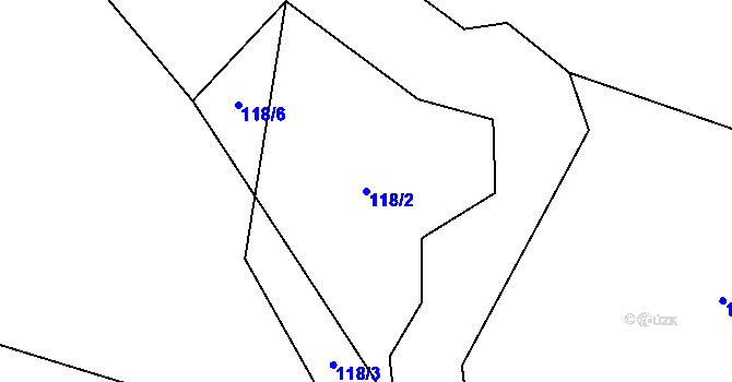 Parcela st. 118/2 v KÚ Šebířov, Katastrální mapa