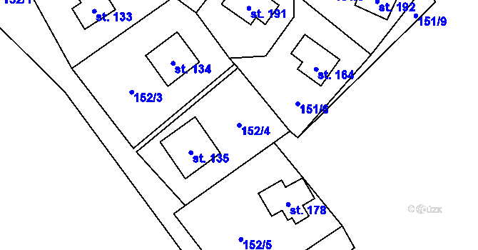 Parcela st. 152/4 v KÚ Šebířov, Katastrální mapa