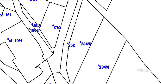 Parcela st. 284/5 v KÚ Šebířov, Katastrální mapa