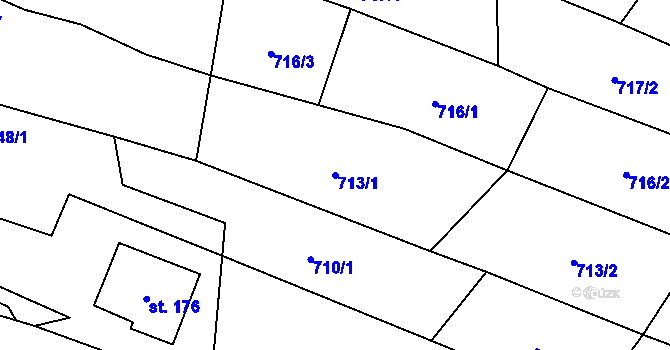 Parcela st. 713/1 v KÚ Šebířov, Katastrální mapa