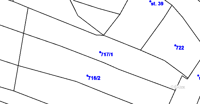 Parcela st. 717/1 v KÚ Šebířov, Katastrální mapa