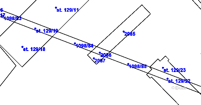 Parcela st. 129/21 v KÚ Šebířov, Katastrální mapa