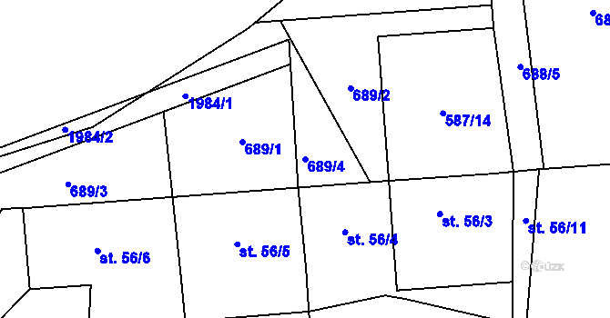 Parcela st. 689/4 v KÚ Šebířov, Katastrální mapa