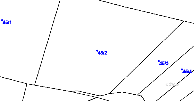 Parcela st. 45/2 v KÚ Šebířov, Katastrální mapa