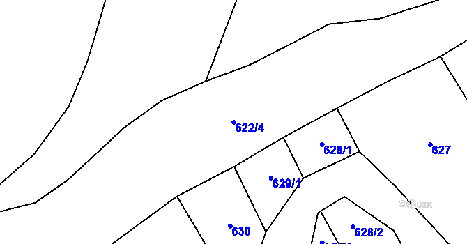 Parcela st. 622/4 v KÚ Šebířov, Katastrální mapa