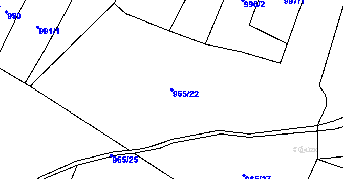 Parcela st. 965/22 v KÚ Šebířov, Katastrální mapa