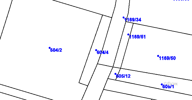 Parcela st. 604/4 v KÚ Šebířov, Katastrální mapa