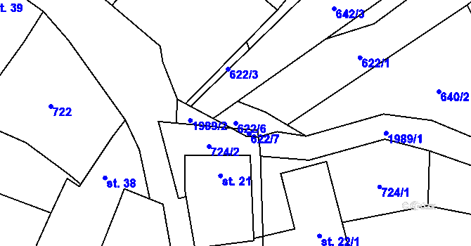 Parcela st. 622/6 v KÚ Šebířov, Katastrální mapa