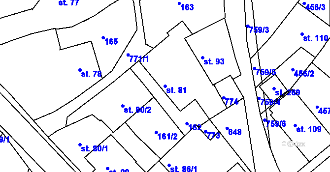 Parcela st. 81 v KÚ Šebkovice, Katastrální mapa