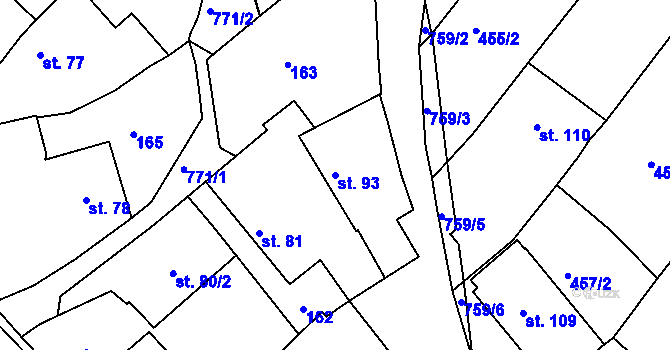 Parcela st. 93 v KÚ Šebkovice, Katastrální mapa