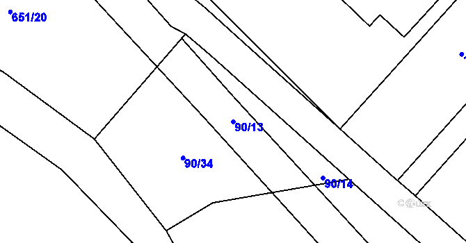 Parcela st. 90/13 v KÚ Šebkovice, Katastrální mapa