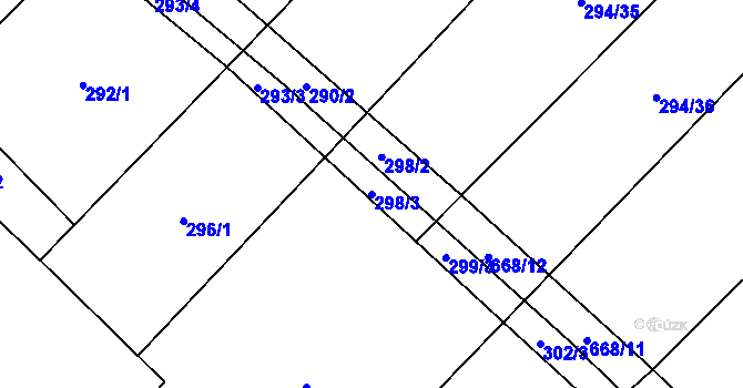 Parcela st. 298/3 v KÚ Šebkovice, Katastrální mapa