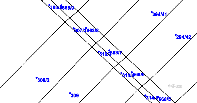 Parcela st. 310/3 v KÚ Šebkovice, Katastrální mapa