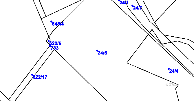 Parcela st. 24/5 v KÚ Šebkovice, Katastrální mapa